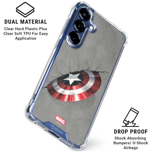 Marvel Captain America Shield Break Galaxy S25 Clear Case